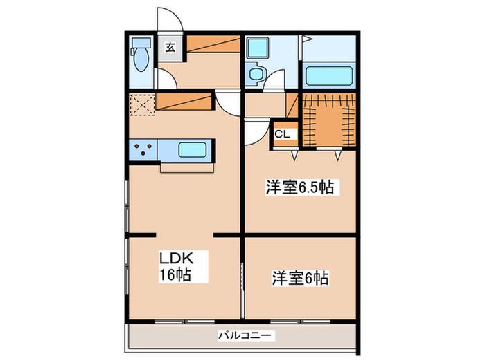 ハーヴェスト共恵(2LDK/2階)の間取り写真