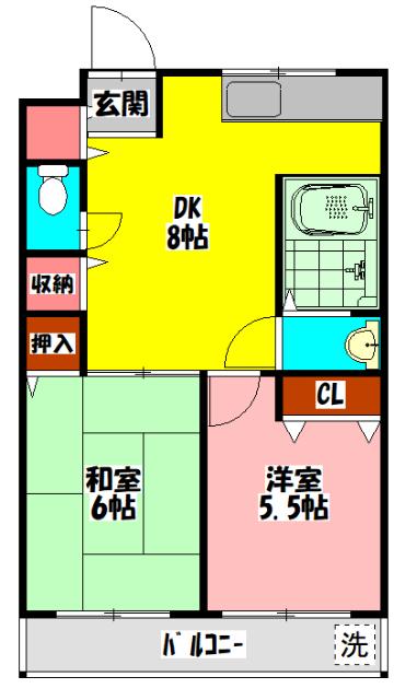 ダイジェストハイツ(2DK/3階)の間取り写真