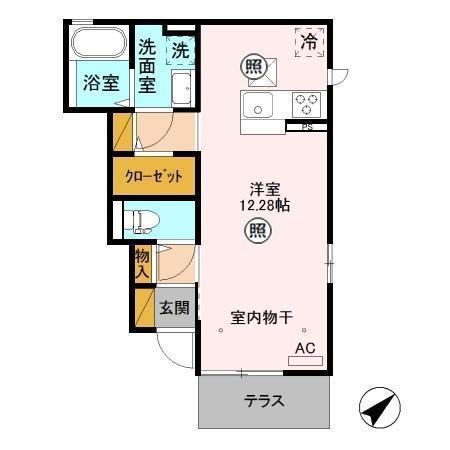 ココタリアII B(ワンルーム/1階)の間取り写真