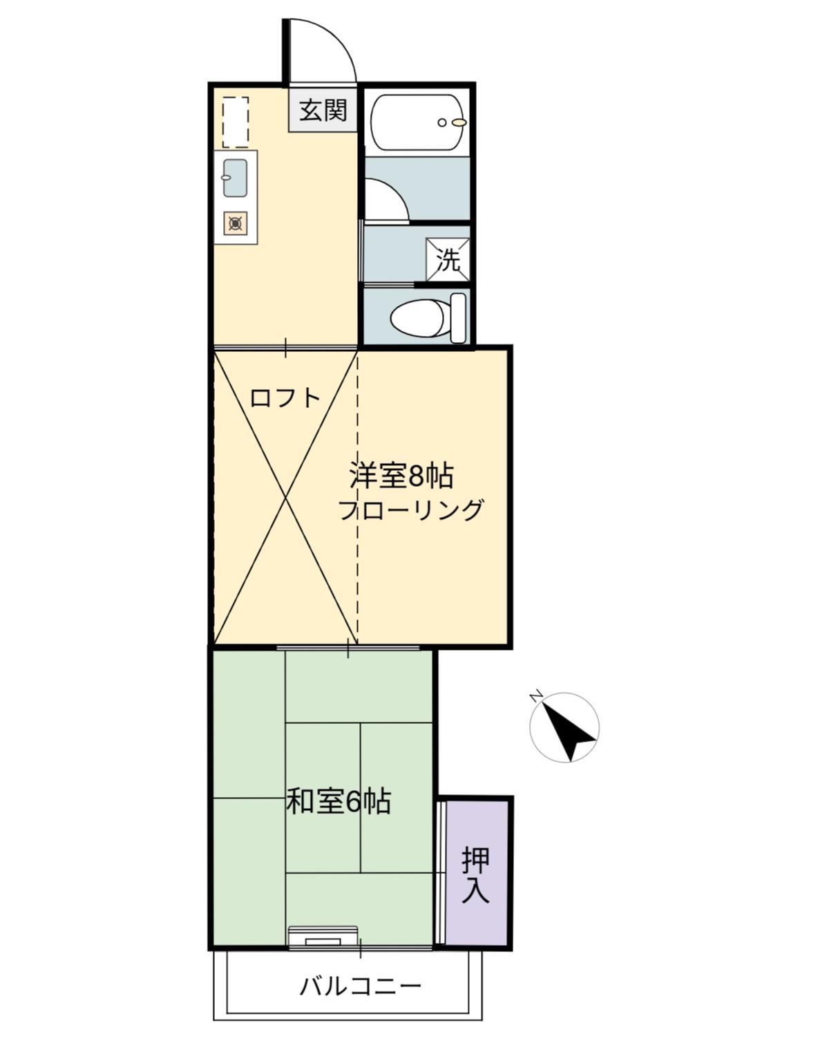 シャトーエクセラ(2K/2階)の間取り写真
