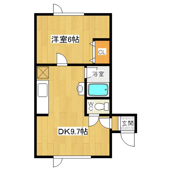 JR石北本線 北見駅 徒歩18分 2階建 築31年(1DK/2階)の間取り写真