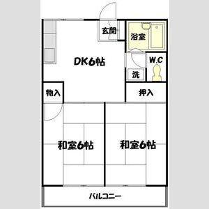 鍬田ハイツIII(2DK/2階)の間取り写真