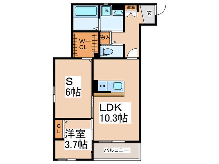 ベネフィス東石切公園(1SLDK/2階)の間取り写真