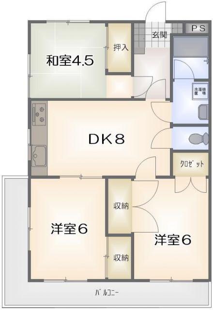 メゾン グランシャリオ(3DK/3階)の間取り写真