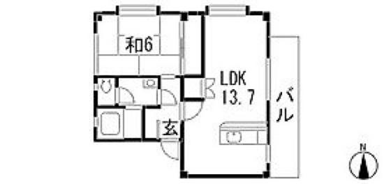 ハイムケン壱番館(1LDK/2階)の間取り写真