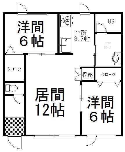 ブリリアント3(2LDK/1階)の間取り写真