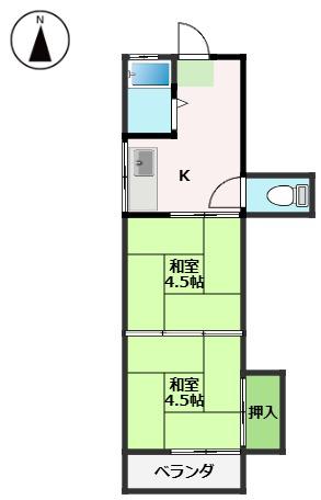 マンション緑(2K/3階)の間取り写真