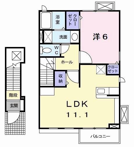 サンリット・オークII(1LDK/2階)の間取り写真