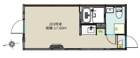 BOASORTE綾瀬1丁目(ワンルーム/2階)の間取り写真