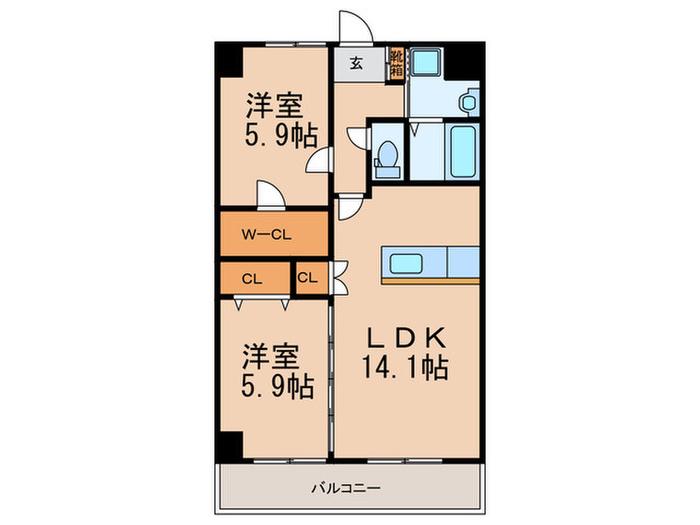 THE SQUARE・GRAND RESIDENCE(2LDK/8階)の間取り写真
