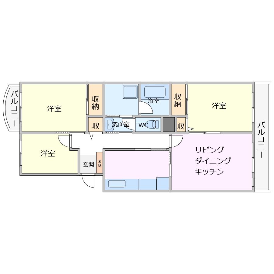 第2みつわ台ハイツD棟(3LDK/5階)の間取り写真