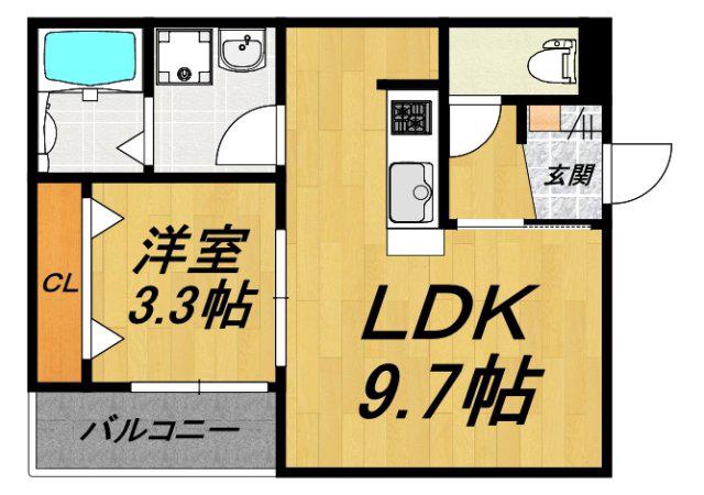 LE COCON 岩倉VI(1LDK/2階)の間取り写真
