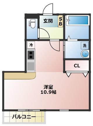 アルシュN2(ワンルーム/2階)の間取り写真