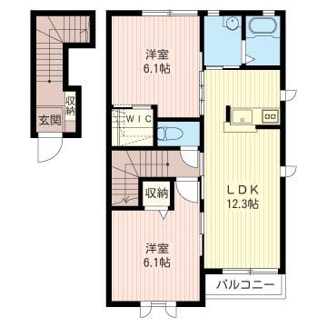 サニープレイス(2LDK/2階)の間取り写真