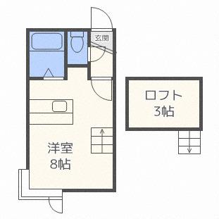 クルーズハウス新札幌A棟(ワンルーム/3階)の間取り写真