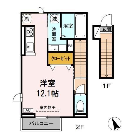 酒田市DROOM RAFFINESIRIUS2031K(1K/2階)の間取り写真