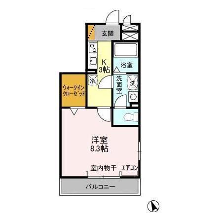 コンフォールK(1K/2階)の間取り写真