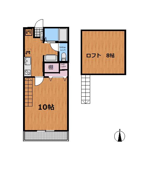 M・BLEUET(1K/2階)の間取り写真