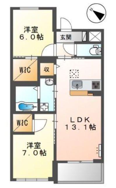 グリーンシャトー(2LDK/1階)の間取り写真