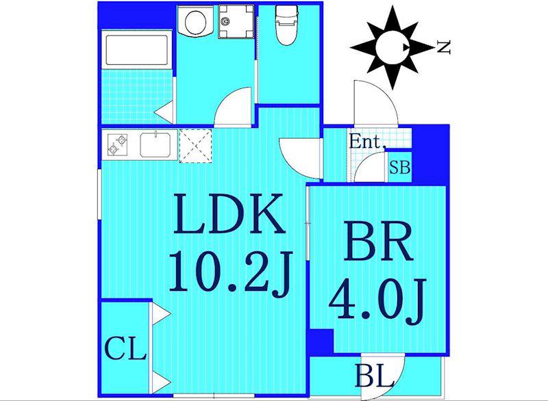 ランドブルー(1LDK/3階)の間取り写真
