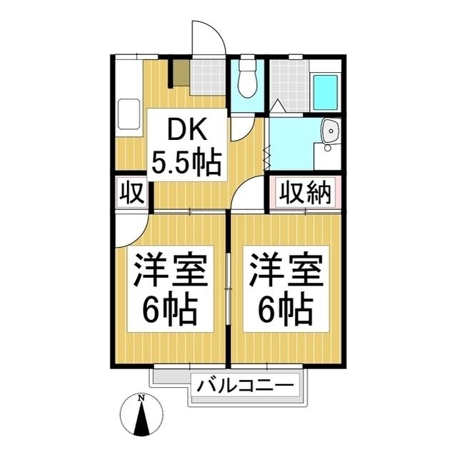 コーポサンライフ(2DK/1階)の間取り写真