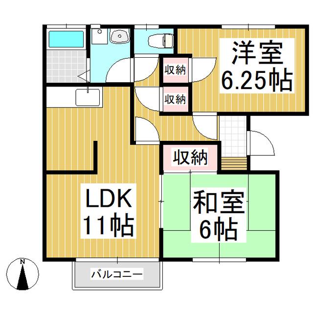 レジデンス(2LDK/2階)の間取り写真