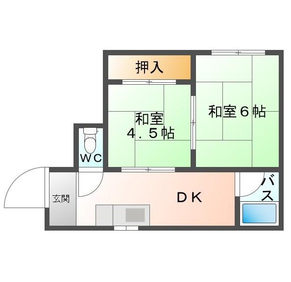 石田ビル(2DK/3階)の間取り写真