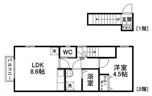ALBA STYLE 一本杉(1LDK/2階)の間取り写真