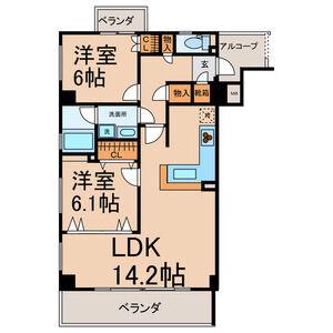 コントレール桜(2LDK/4階)の間取り写真