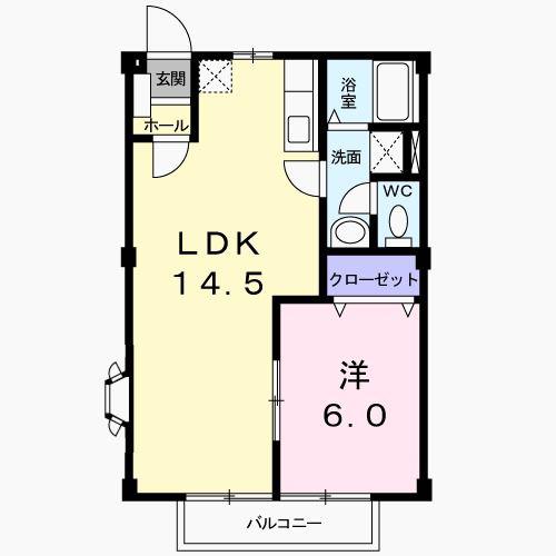 ニューシティテラカド(1LDK/1階)の間取り写真