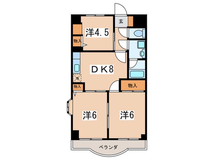 サンモール1番館(3DK/2階)の間取り写真