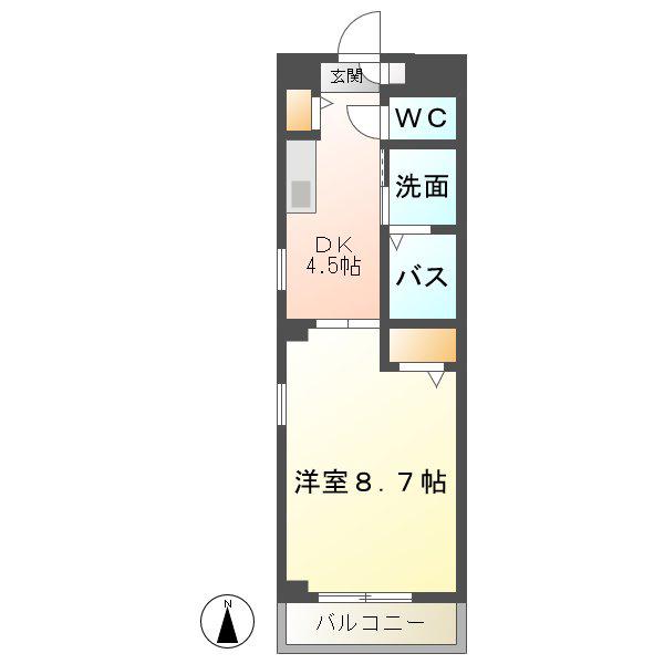 エスポアール2(1DK/1階)の間取り写真