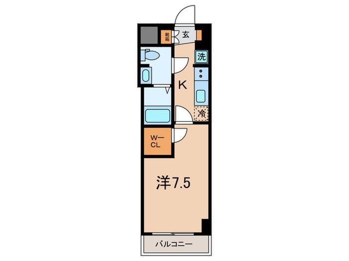 GENOVIA蒲田IISKYGARDEN(1K/8階)の間取り写真