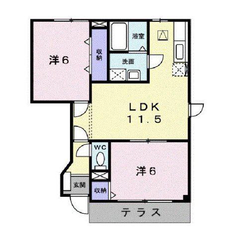 ベル神前B(2LDK/1階)の間取り写真
