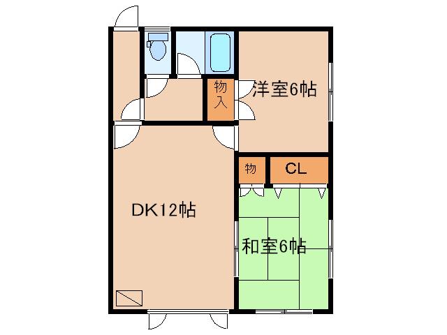 リリーコーポ(2DK/2階)の間取り写真