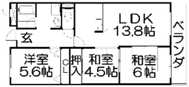 プランドール・マツカワ(3LDK/1階)の間取り写真