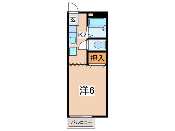 踊場パークハイツ3(1K/2階)の間取り写真