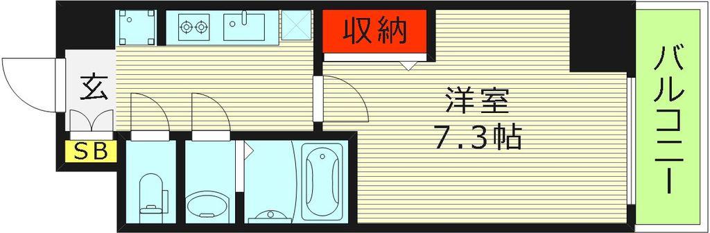ソルテラスOSAKA MID イーストクレアスト(1K/3階)の間取り写真