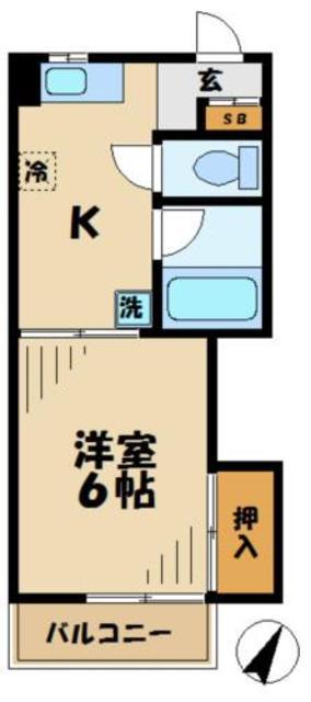 京王相模原線 京王堀之内駅 徒歩12分 3階建 築39年(1K/2階)の間取り写真