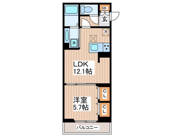 セレスティア北烏山(1LDK/1階)の間取り写真