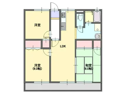 メモリアルハイツ3(3LDK/1階)の間取り写真
