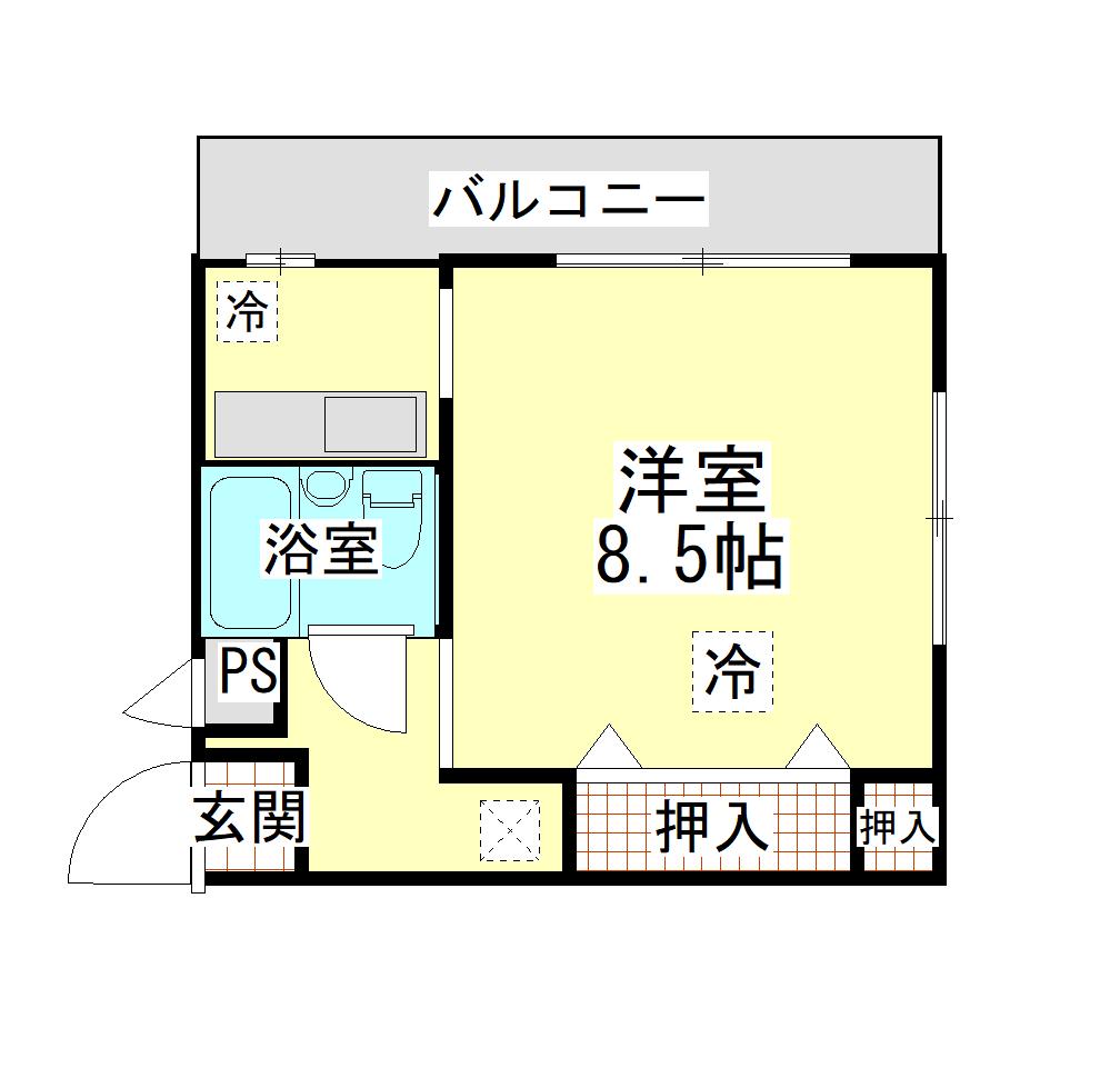ミレニアム坂戸(1K/2階)の間取り写真