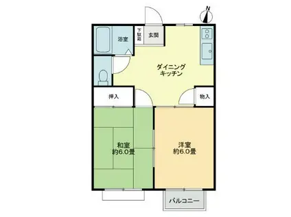 フォブールホロニック A棟(2DK/2階)の間取り写真