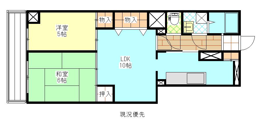 ホワイトプラザ西堀(2LDK/5階)の間取り写真