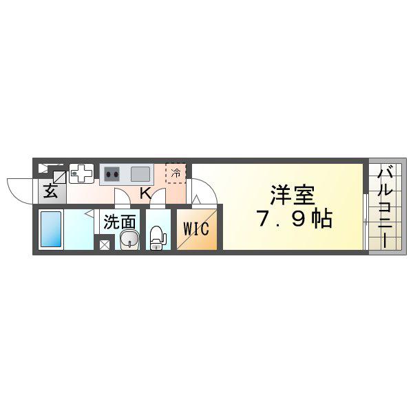 OAK出屋敷(1K/1階)の間取り写真