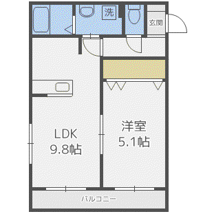 CHISE(1LDK/1階)の間取り写真