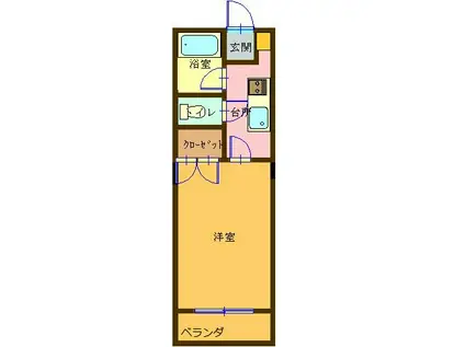 センチュリーハイツA(1K/1階)の間取り写真