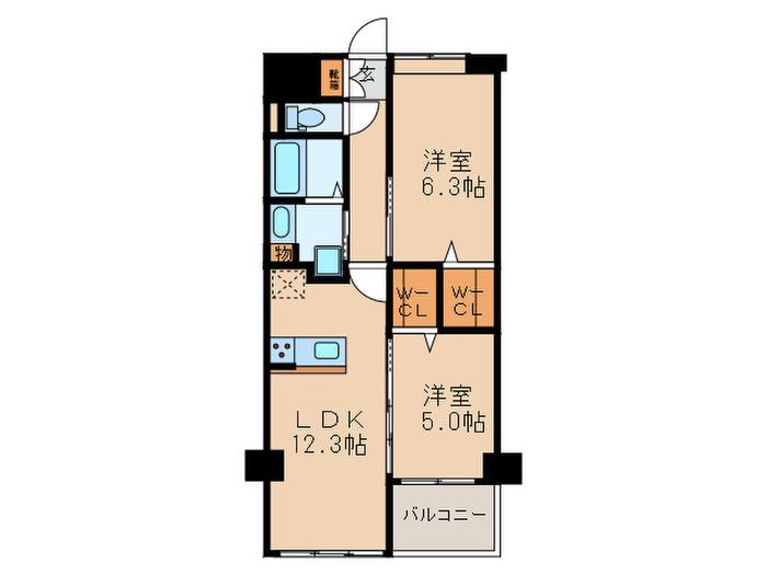 APエルテージ地行(2LDK/2階)の間取り写真