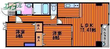 山陽マンション(2LDK/1階)の間取り写真