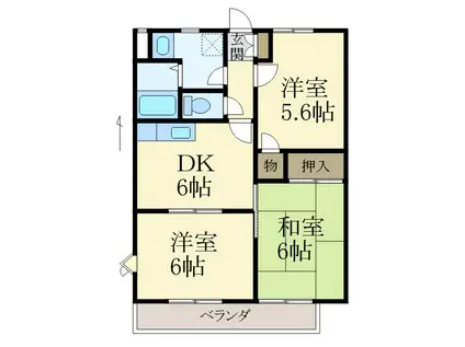 ソレアード赤坂(3DK/2階)の間取り写真